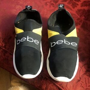 bebe Black and Yellow Logo Slip-On Sneakers